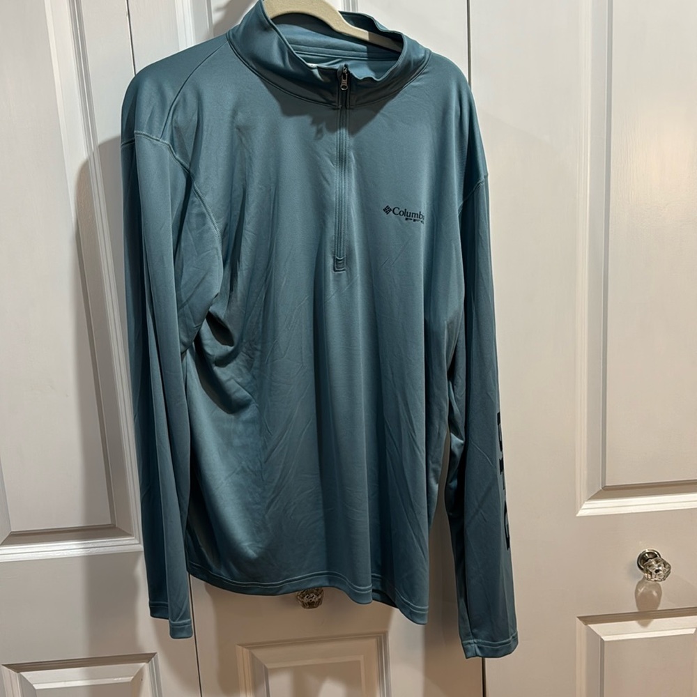 NWOT Blue Columbia PFG Men’s Long Sleeve Front Zip Dri Fit Shirt Size Large